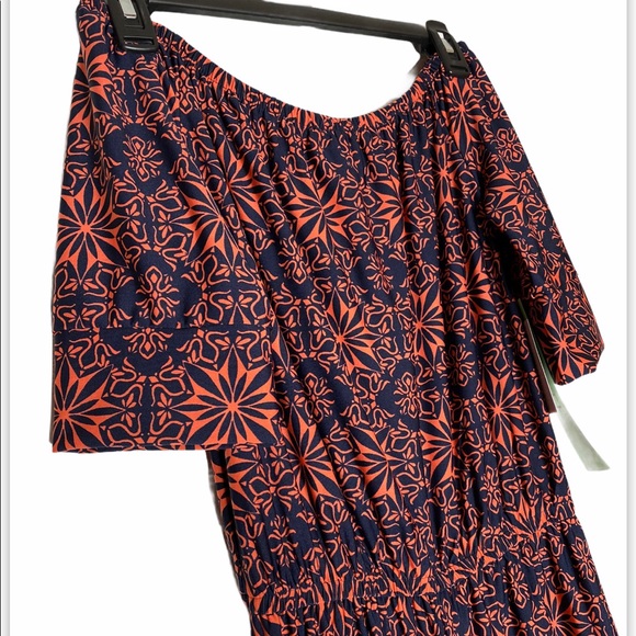 Brand New! Tacera Printed Navy/Coral Jumpsuit size PM - Picture 5 of 13